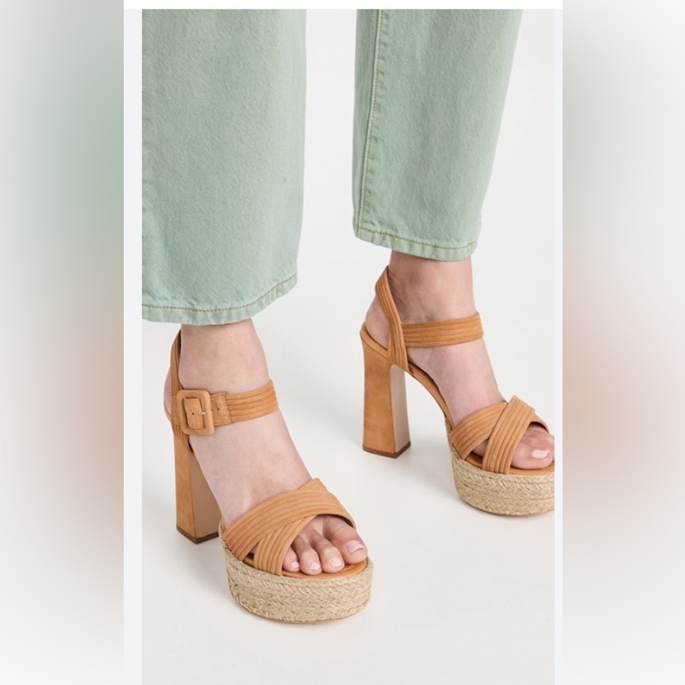Schutz Blisse Platform Sandals - Nude Caramel - Size 9